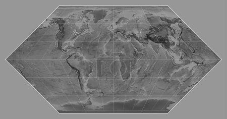 Photo for Grayscale map of the world in the Eckert I projection centered on the meridian 0 longitude - Royalty Free Image