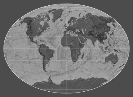 Foto de Mapa Bilevel del mundo en la proyección Fahey centrado en el meridiano 0 longitud - Imagen libre de derechos