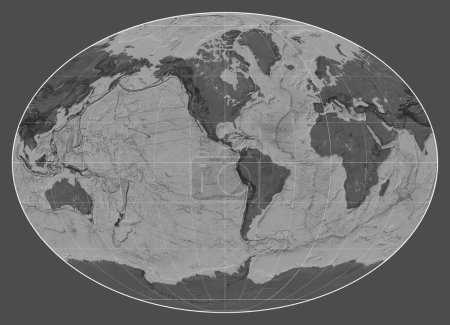 Foto de Mapa de Bilevel del mundo en la proyección de Fahey centrada en la longitud meridiano-90 oeste - Imagen libre de derechos