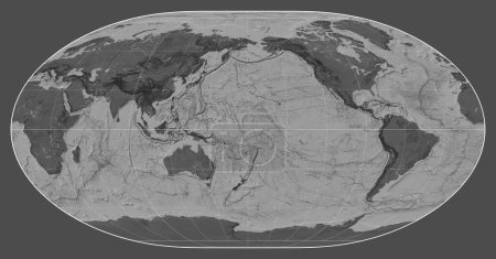 Téléchargez les photos : Carte bilevel du monde dans la projection Loximuthal centrée sur la longitude du méridien 180 - en image libre de droit