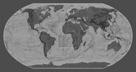 Photo for Bilevel map of the world in the Robinson projection centered on the meridian 0 longitude - Royalty Free Image
