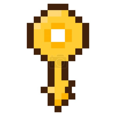 Key for 8-bit games. Vector icon in pixel art style