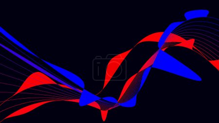 Ilustración de Elemento de onda musical abstracto de líneas de colores sobre fondo negro para el diseño. Ilustración vectorial de la dinámica de cinta lisa. EPS 10. - Imagen libre de derechos