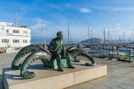 Photo for Vigo, Spain, October 13, 2022. Monument to Jules Verne in the port of Vigo, in Galicia, Spain. High quality photo - Royalty Free Image