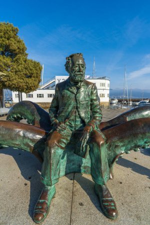 Photo for Vigo, Spain, October 13, 2022. Monument to Jules Verne in the port of Vigo, in Galicia, Spain. High quality photo - Royalty Free Image