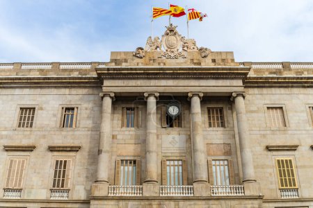 Photo for Facade of the town hall or house of the city in Barcelona, Catalonia, Spain. High quality photo - Royalty Free Image