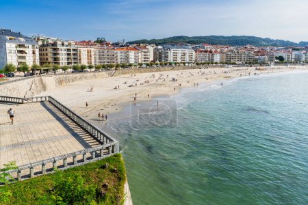 Photo for Sanxenxo, Spain, September 6, 2023. Silgar beach in Sangenjo, Pontevedra, Galicia. High quality photo - Royalty Free Image