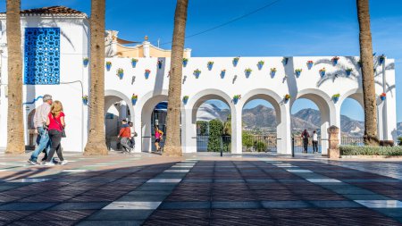 Photo for Nerja, Spain, February 13, 2024. Square of the town of Nerja, in Malaga, Andalucia, Spain. High quality photo - Royalty Free Image