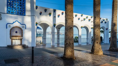Photo for Nerja, Spain, February 13, 2024. Square of the town of Nerja, in Malaga, Andalucia, Spain. High quality photo - Royalty Free Image