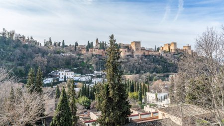 Photo for Granada, Spain, February 14, 2024. The monumental Alhambra in Granada, in Spain. High quality photo - Royalty Free Image