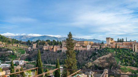 Photo for Granada, Spain, February 14, 2024. The Alhambra from the Mirador de San Nicolas, in Granada. High quality photo - Royalty Free Image