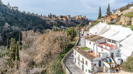 Photo for Granada, Spain, February 14, 2024. The Alhambra from the Sacromonte neighborhood, in Granada. High quality photo - Royalty Free Image