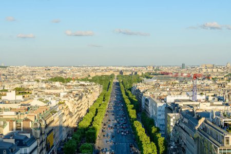 Photo for This landscape photo was taken, in Europe, in France, in ile de France, in Paris, in summer. We see the Avenue des Champs-elysees and the Louvre, under the Sun. - Royalty Free Image