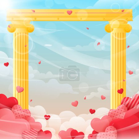 Valentine Background with Full of Love and Pillar