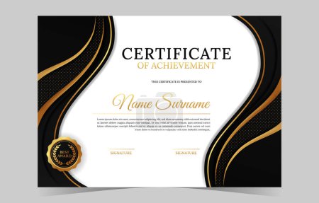 Illustration for Modern Black and Gold Certificate Template for Business - Royalty Free Image