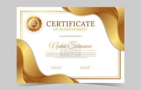 Illustration for Golden Certificate of Achievement Template - Royalty Free Image