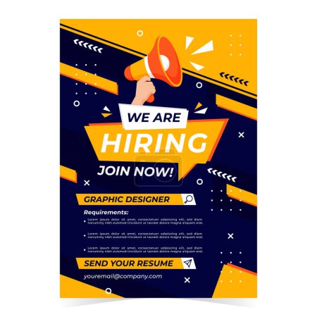 Illustration for Modern Business Job Vacancy We Are Hiring Poster Template - Royalty Free Image