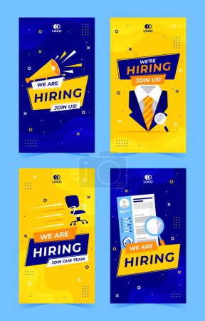 Illustration for Modern Business Job Vacancy We Are Hiring Social Media Story Template - Royalty Free Image