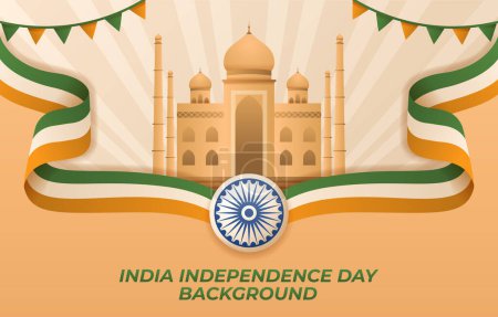 India Independence Day Background with Tricolor Wavy Flag