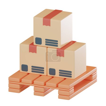 Photo for Icon pallet box symbolizes efficient, secure transportation in bulk through logistics. Use in presentations, marketing materials, website designs related, logistics, shipping. 3D render illustration. - Royalty Free Image