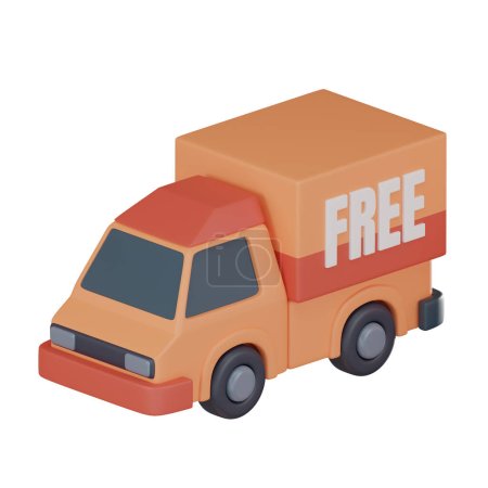 Icon free delivery truck symbolizes  convenient and affordable shipping services e-commerce. Use presentations, marketing materials, website designs related shipping, logistics. 3D render illustration.