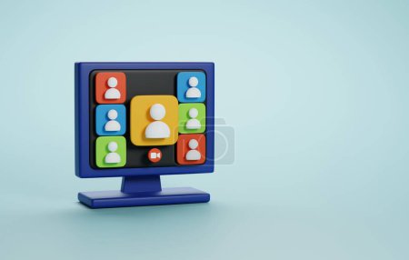 Digital interaction depicting an online discussion forum. Ideal for showcasing virtual meetings, internet conversations, and social networking. 3D render illustration