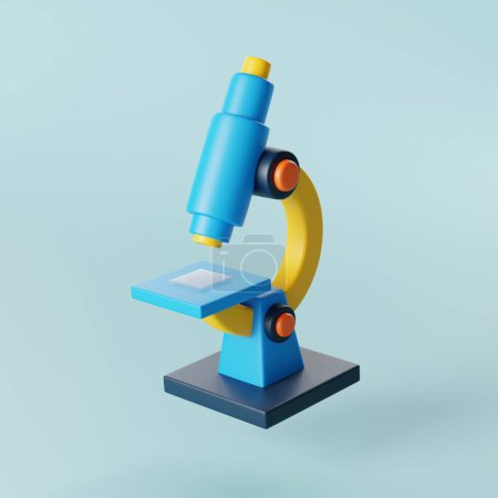 Téléchargez les photos : L'icône du microscope représente les découvertes éducatives, les études biologiques et l'exploration scientifique dans vos projets numériques. Illustration de rendu 3D. - en image libre de droit