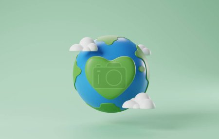 Heart and Earth a powerful symbol of eco-friendly living. Ideal for projects promoting sustainability and global care. 3D render illustration