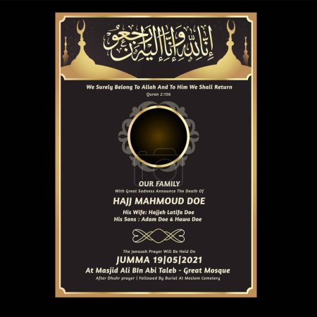 Illustration for Islamic obituary announcement design template - Royalty Free Image