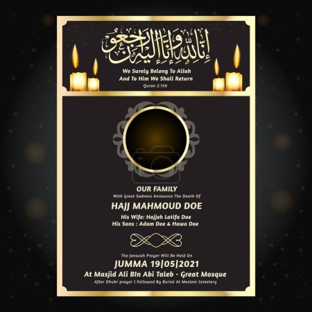 Illustration for Islamic obituary announcement design template - Royalty Free Image