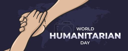 Hintergrund ist der Welttag der humanitären Hilfe am 19. August. Horizontal Banner Template Design. Vektorillustration
