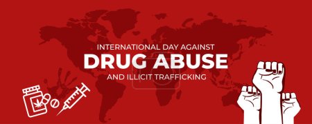 International Day Against Drug Abuse and Illicit Trafficking on 26 June Banner Background. Horizontal Banner Template Design. Vector Illustration
