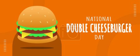 Nationaler Doppel-Cheeseburger-Tag am 15. September. Horizontal Banner Template Design. Vektorillustration