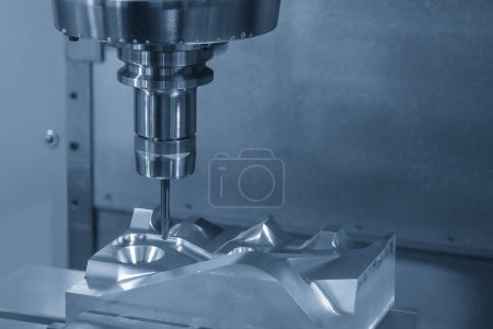The mold and die manufacturing concepts by CNC milling machine. The machine center finish cut by solid ball end mill tool.