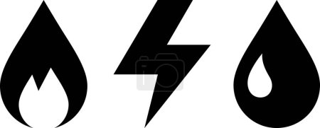 Illustration for Flat vector icons of Electricity, Gasification and Water supply as concept of utility bills payment - Royalty Free Image