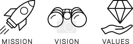 Illustration for Mission, vision and values icons. Web page template - Royalty Free Image