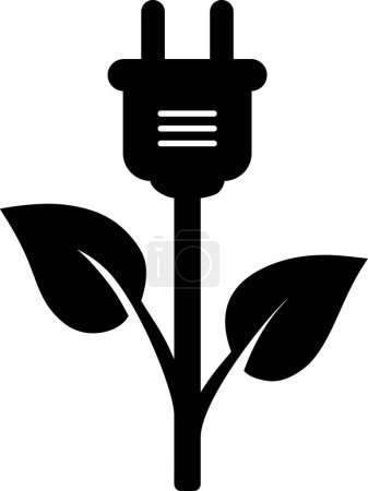 Símbolo de energía como enchufe eléctrico con planta como concepto de energía renovable