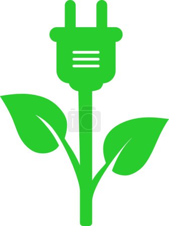 Téléchargez les illustrations : Symbole d'énergie verte comme prise de courant avec centrale comme concept d'énergie renouvelable - en licence libre de droit