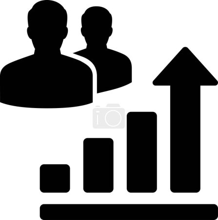 Growing bar graph and people icons for design of webpage template or mobile application