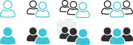 Icônes plates et linéaires de groupe de personnes en tant que clients, utilisateurs, employés ou membres symbole