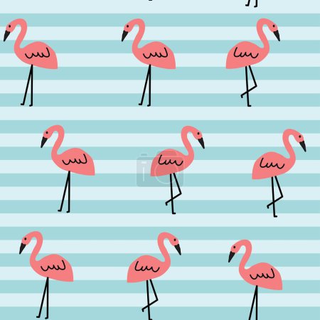 FLAMINGO BIRD SEAMLESS PATTERN CAN BE USE IN TEXTILE AND KIDS WEAR AS WELL AS GIRLS WEAR VECTOR