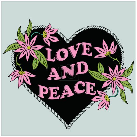 Illustration for LOVE AND PEACE GRAPHIC PRINTS FOR SHIRTS AND TEXTILES VECTOR - Royalty Free Image
