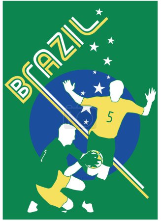 Illustration for BRAZIL FOOTBALL SOCCER PLAYERS WITH FLAG BACKGROUND SPORTS VECTOR DESIGN - Royalty Free Image