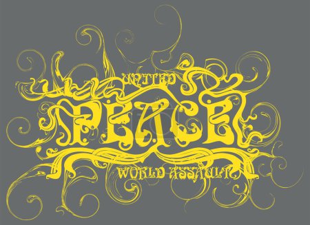 Illustration for PEACE TEXT PRINT AND GRAPHIC VECTOR SKETCH - Royalty Free Image