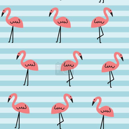 Téléchargez les illustrations : FLAMINGO BIRD SEAMLESS PATTERN CAN BE USE IN TEXTILE AND KIDS WEAR AS WELL AS GIRLS WEAR VECTOR - en licence libre de droit
