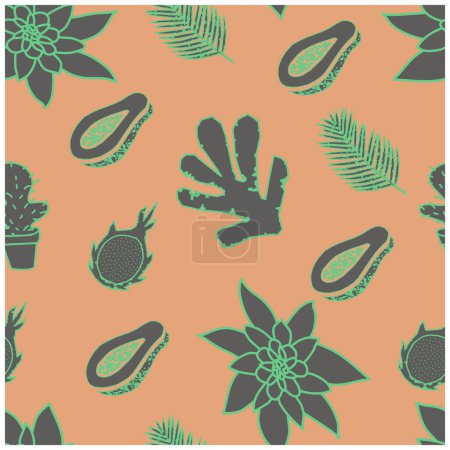 Illustration for Cacti seamless pattern with abstract background - Royalty Free Image