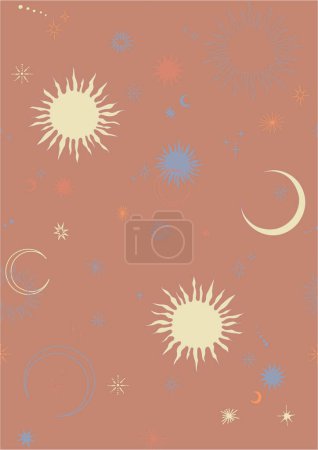 Ilustración de Sol místico estrellas de la luna conversacional - Imagen libre de derechos