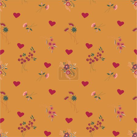 Illustration for FLORAL PATTERN WITH HEART - Royalty Free Image