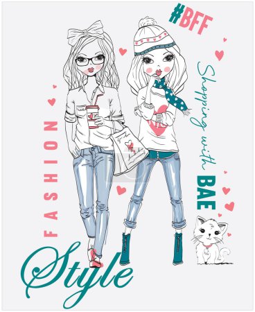 Illustration for GRAPHIC AND AOP ALL OVER PRINTS FOR GIRLS TEE AND SHIRTS CAN BE USED FOR TEXTILE VECTOR SKETCH - Royalty Free Image