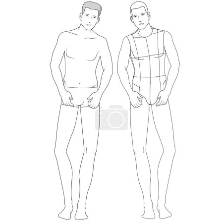 Photo for MEN AND BOYS CROQUIS AND MANNEQUIN FLAT SKETCH VECTOR - Royalty Free Image